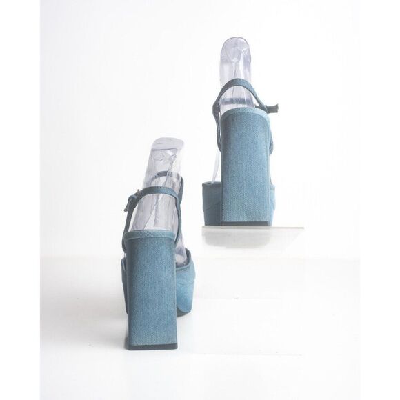 Zara Womens Denim Platform Sandals Heels EU 37 US 6.5 Blue Buckle 1811/210 NWOT - Picture 6 of 8